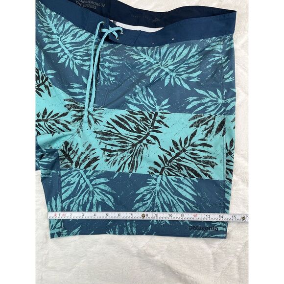Patagonia Boardshorts Mens Blue Floral Hydropeak Swim Trunks Stretch - Sz 44 - Picture 7 of 9